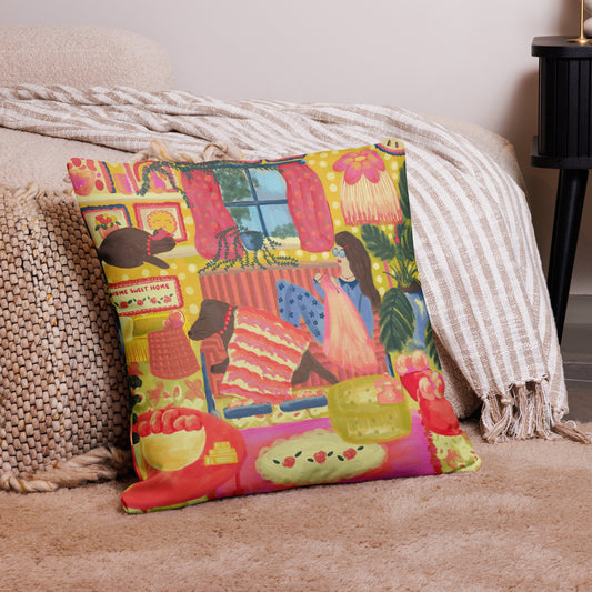 Knitting at home with the pets pillow case