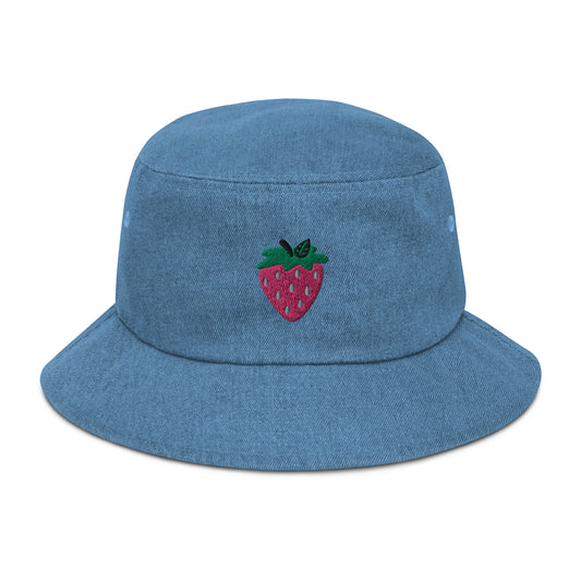 Strawberry Denim Bucket Hat